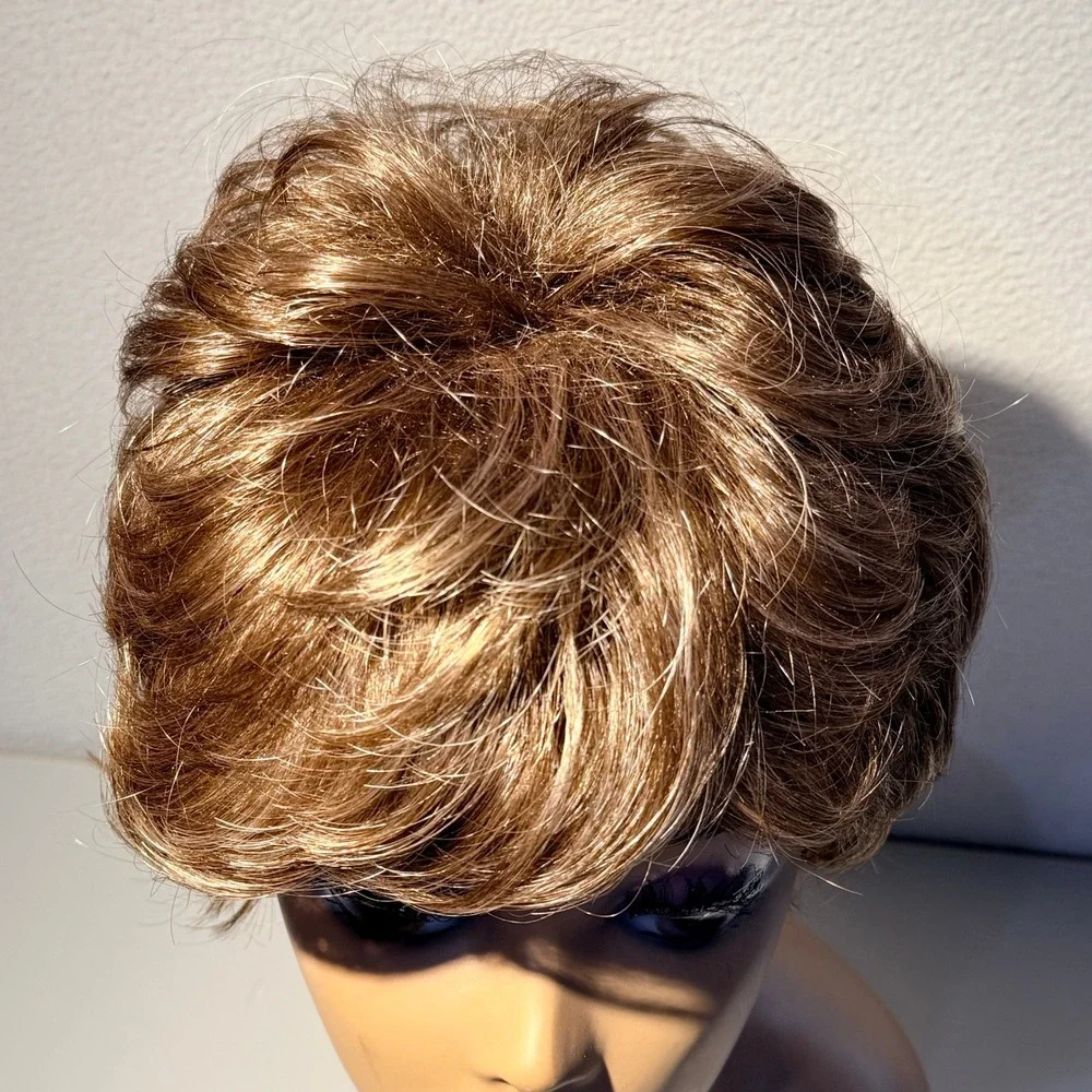 Jon Renau Wig Womens Brown Blonde Short Layered Pixie Shag Synthetic Fiber